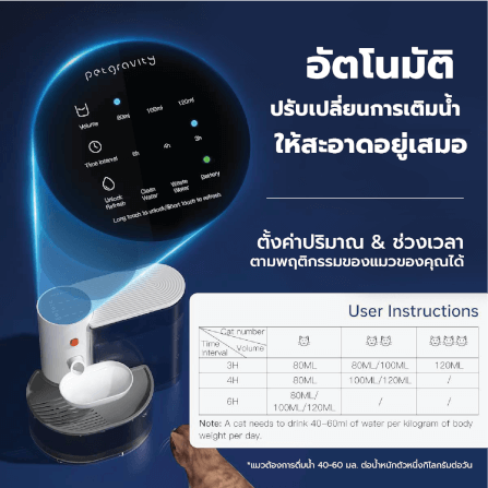 น้ำพุแมวไร้สาย MC MISTER CLEAN X PET GRAVITY โดย AUTHORIZED DEALER น้ำพุแมวไร้สาย ไม่เปลี่ยนไส้กรอง ไม่วนน้ำ แยกถังน้ำสะอาด/สกปรก_1